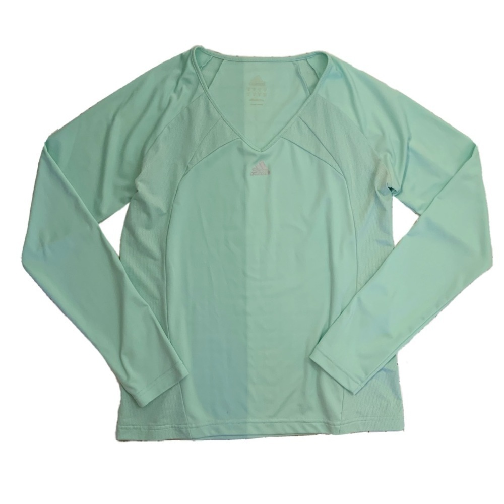 Adidas Climalite V Neck Mint Long Sleeve Top